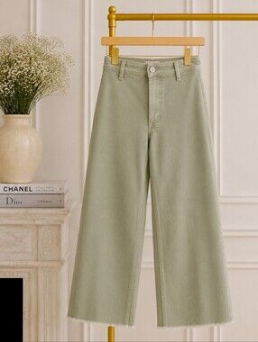 Light Sage Wide Leg Cropped Jeans